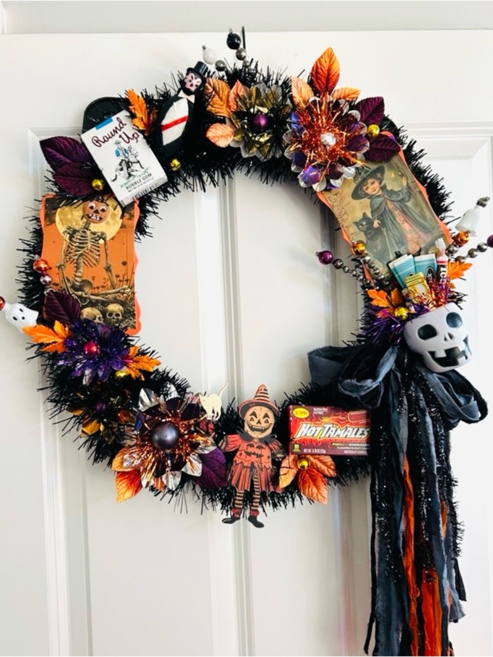 Vintage Repurposed Halloween Festive Holiday Wreath